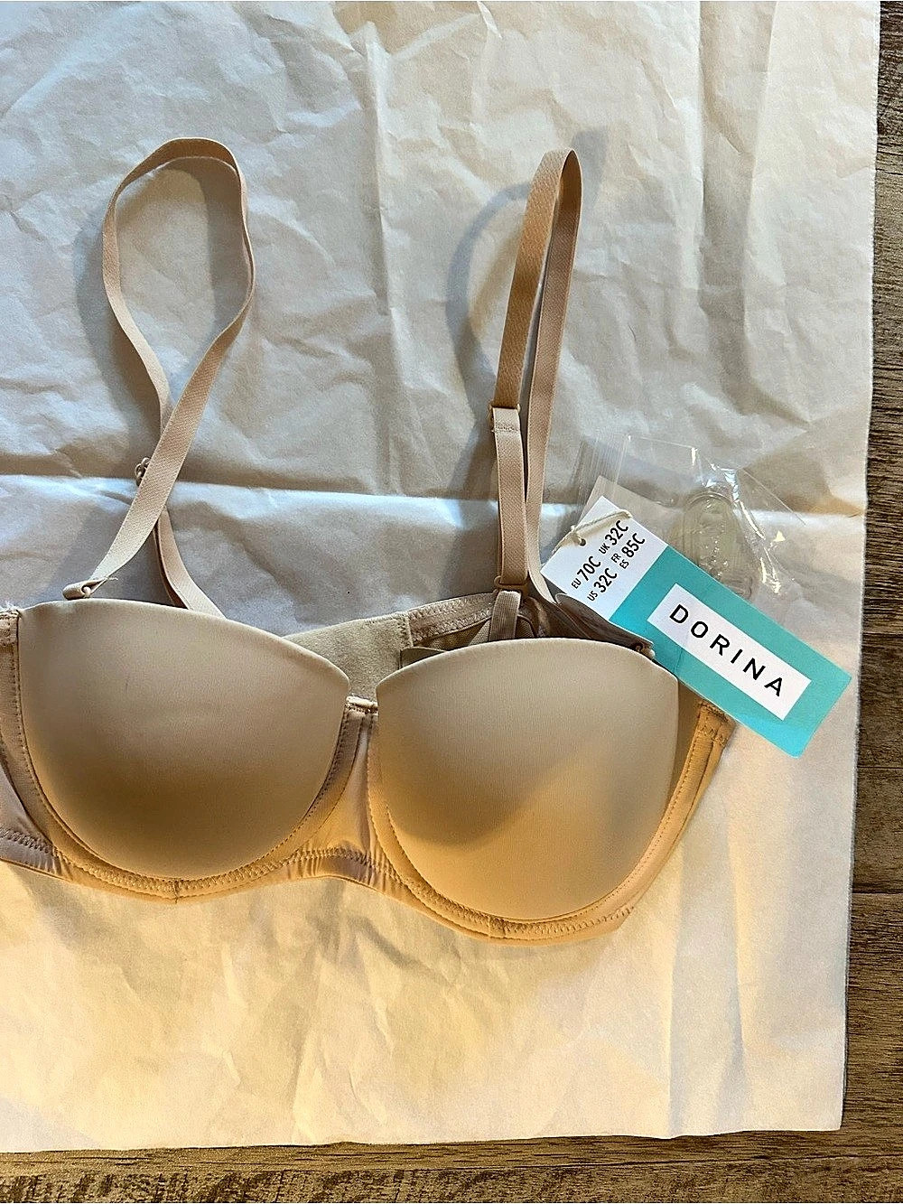 DORINA Claire Underwire Demi Bra Beige 34C NWT